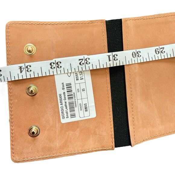 Giorgio Armani Wide Black Satin Leather Belt Size 85 - Picture 9 of 9